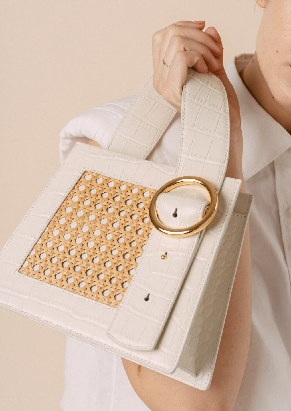 Beige top handle bag online