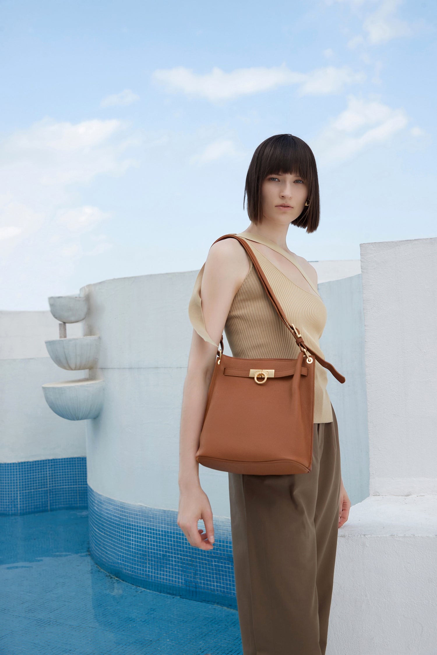 Unlocked Medium Tote Bag in Brown | Parisa Wang | Featured