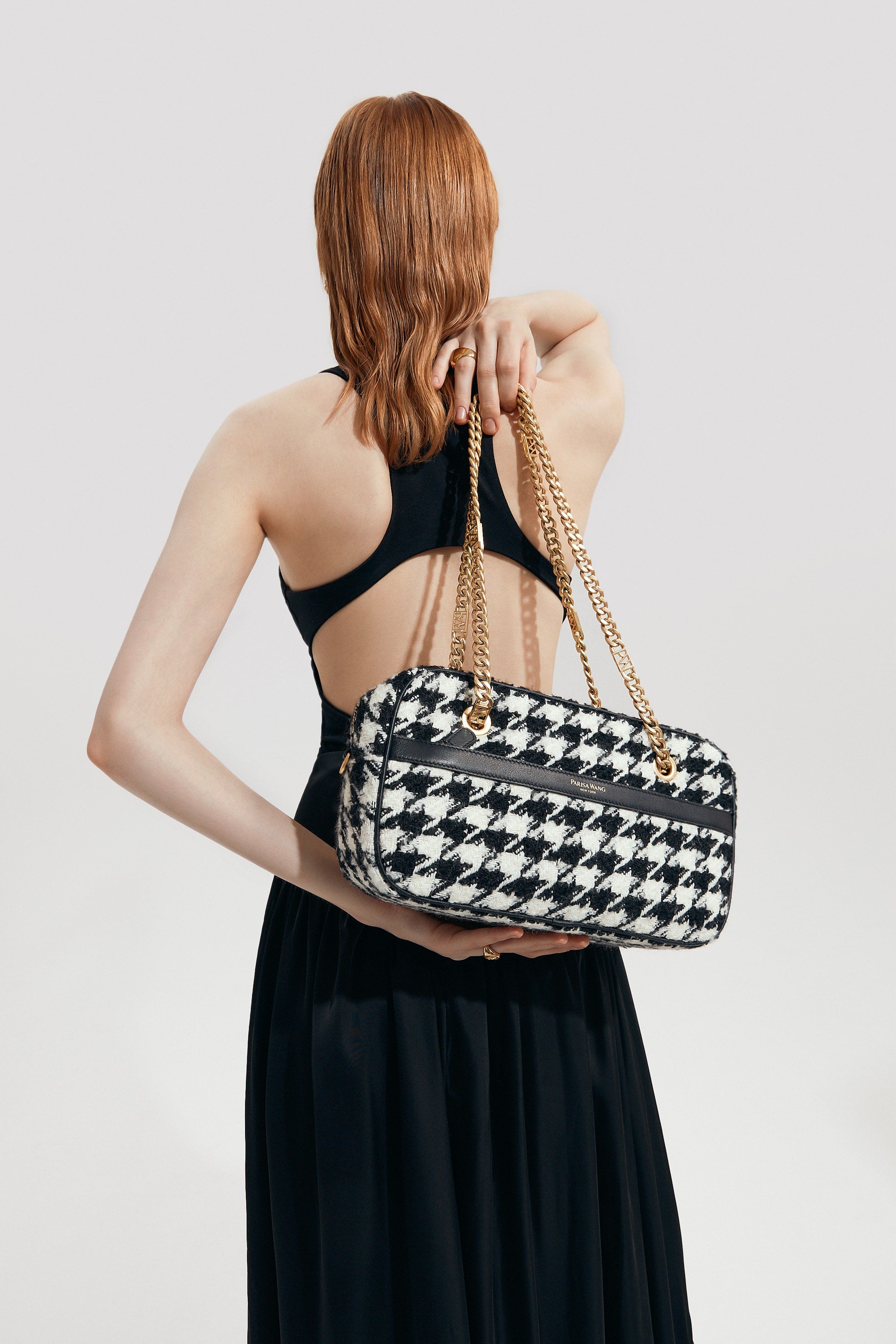 Kate Spade Houndstooth-pattern Shoulder Bag in Black | Lyst