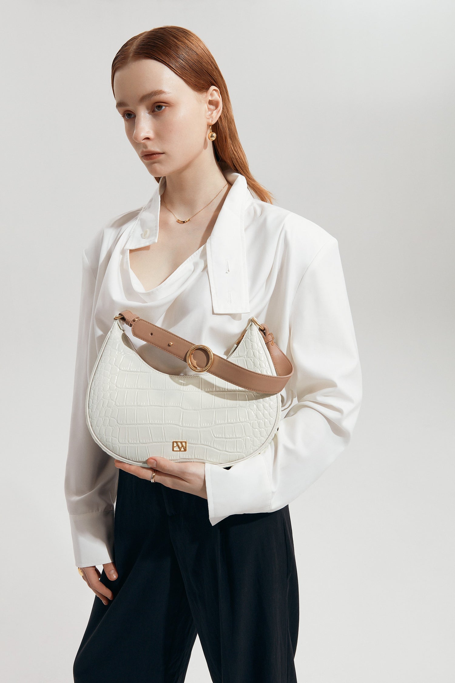 Charmed Medium Baguette Bag in Cream Sand | Parisa Wang | Featured 